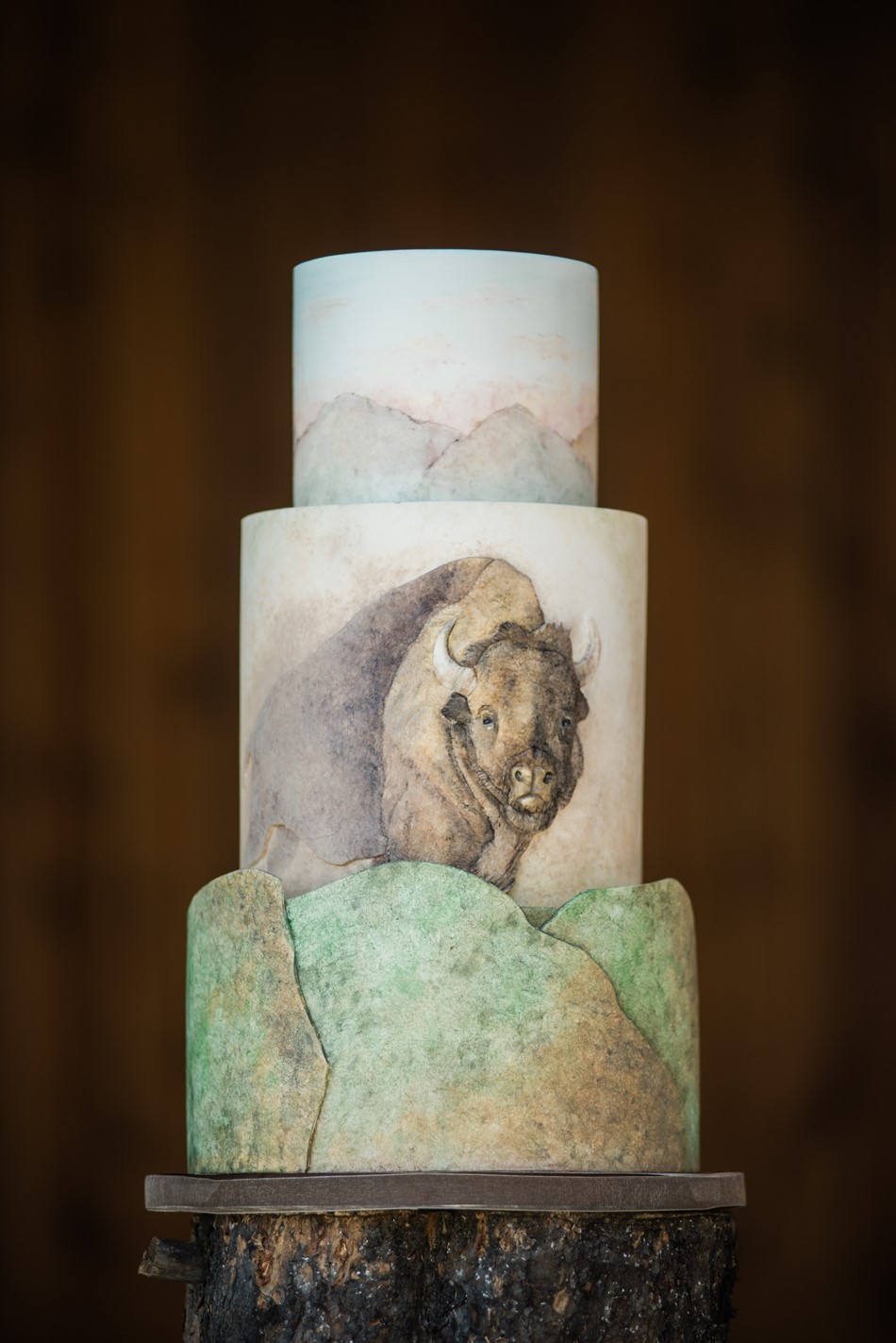 Bison Painted Wedding Cake