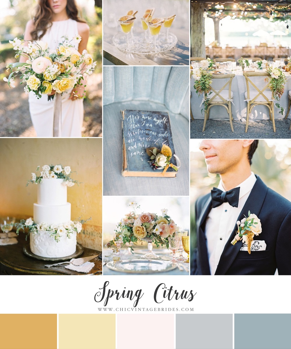 Spring Citrus Wedding Inspiration Board