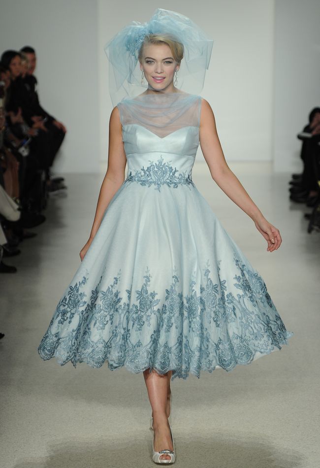 Tea Length Aquamarine Wedding Dress