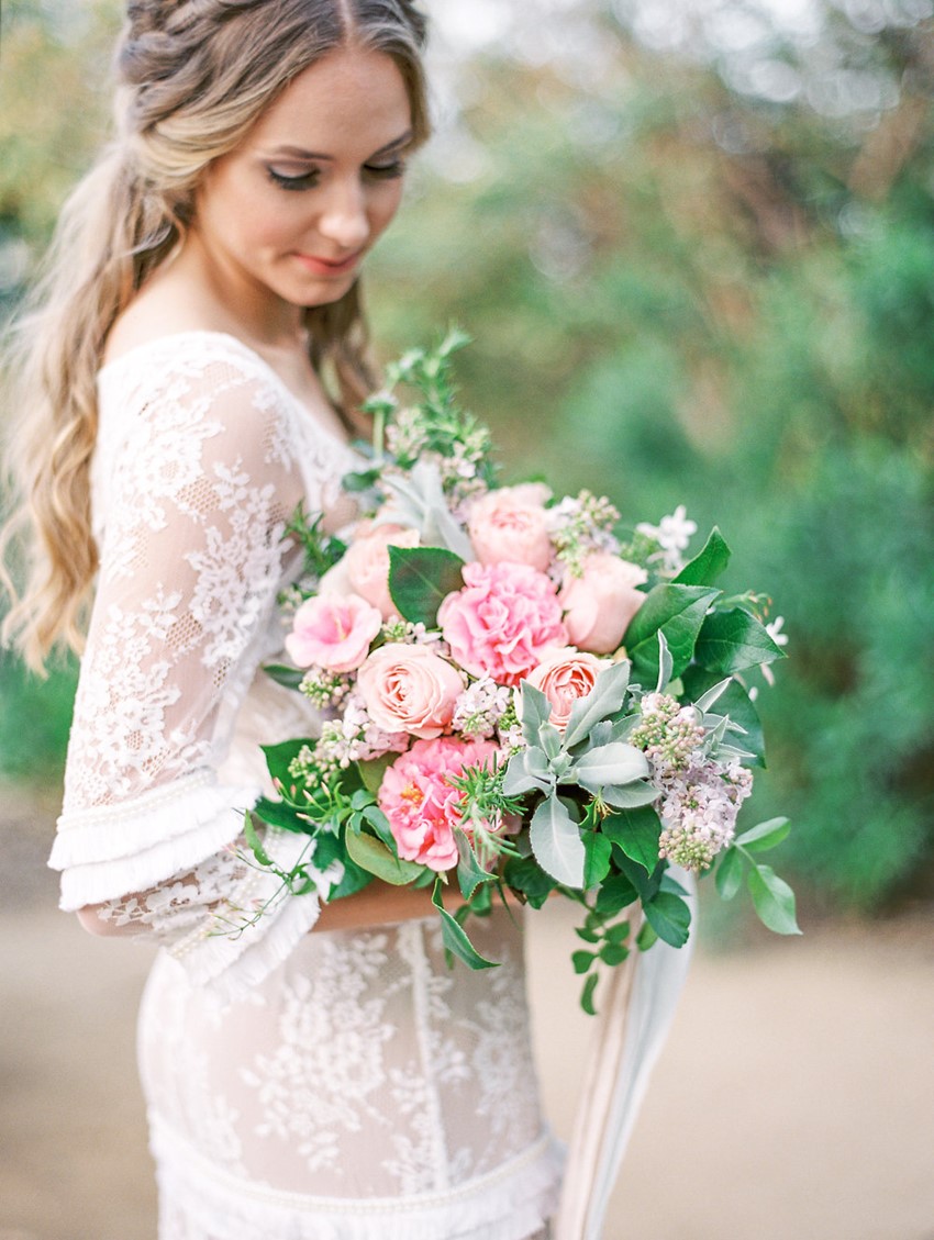 Pretty Pink Bridal Bouquet of Peonies, Roses, Lilac and Jasmine