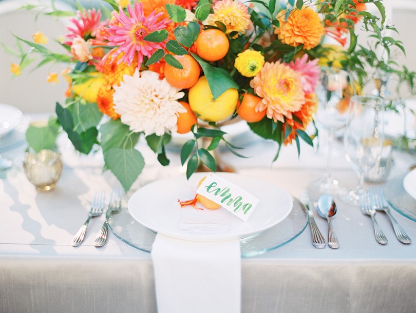 Wedding Place Setting in Citrus Colors