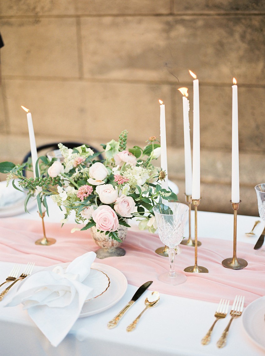 Modern Vintage Pink Wedding Tablescape