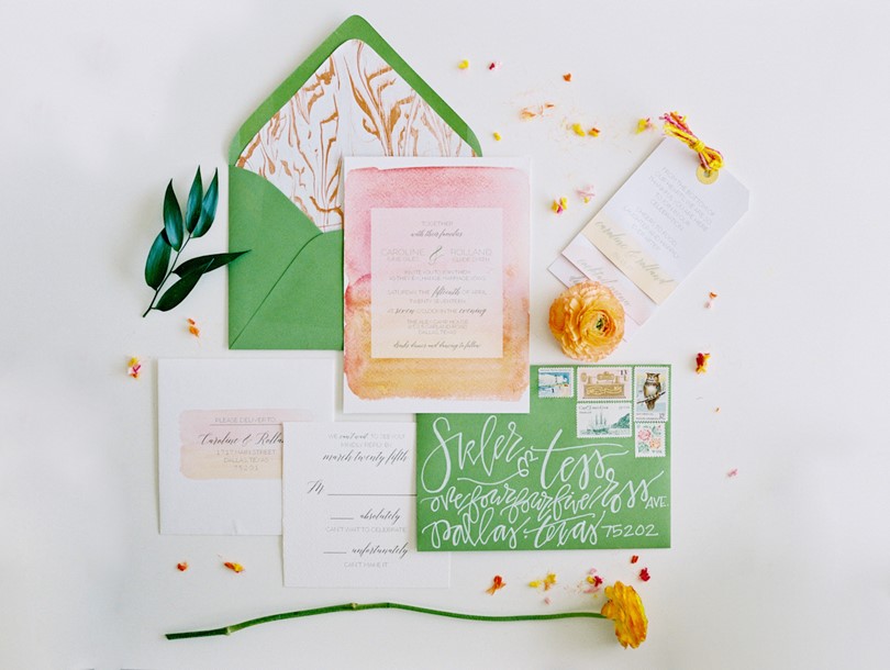 Citrus Colored Wedding Stationery Suite