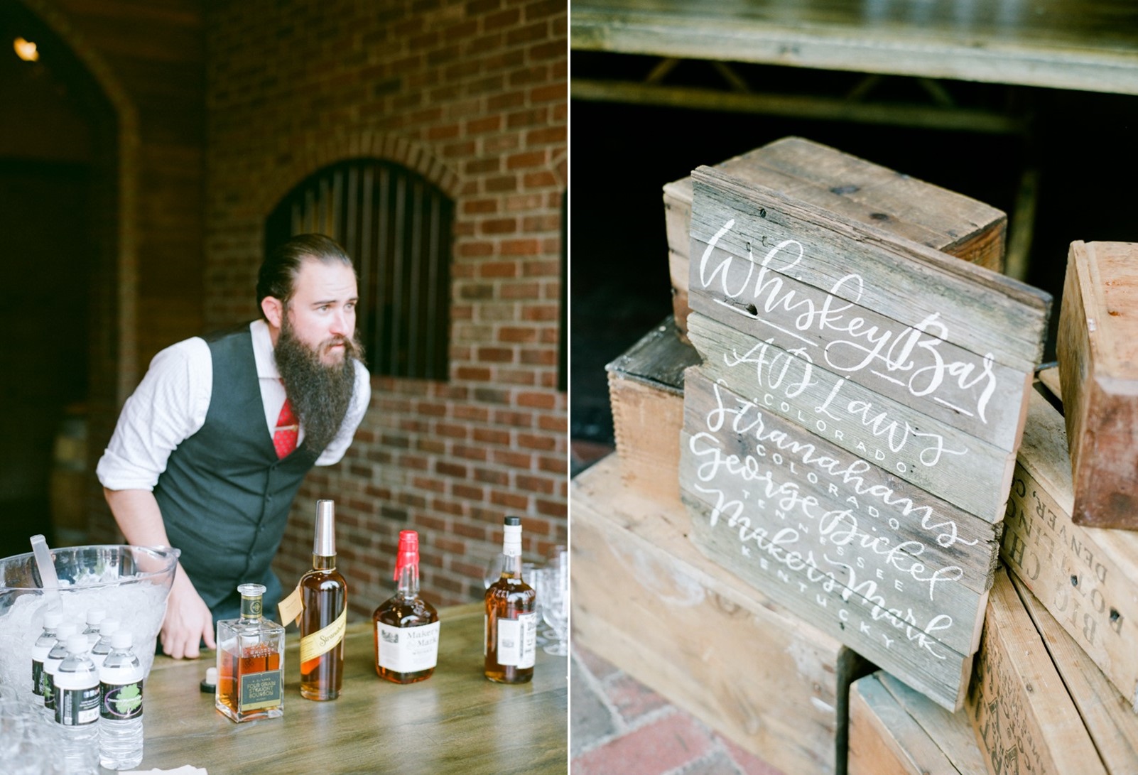 Rustic Vintage Wedding Whiskey Bar