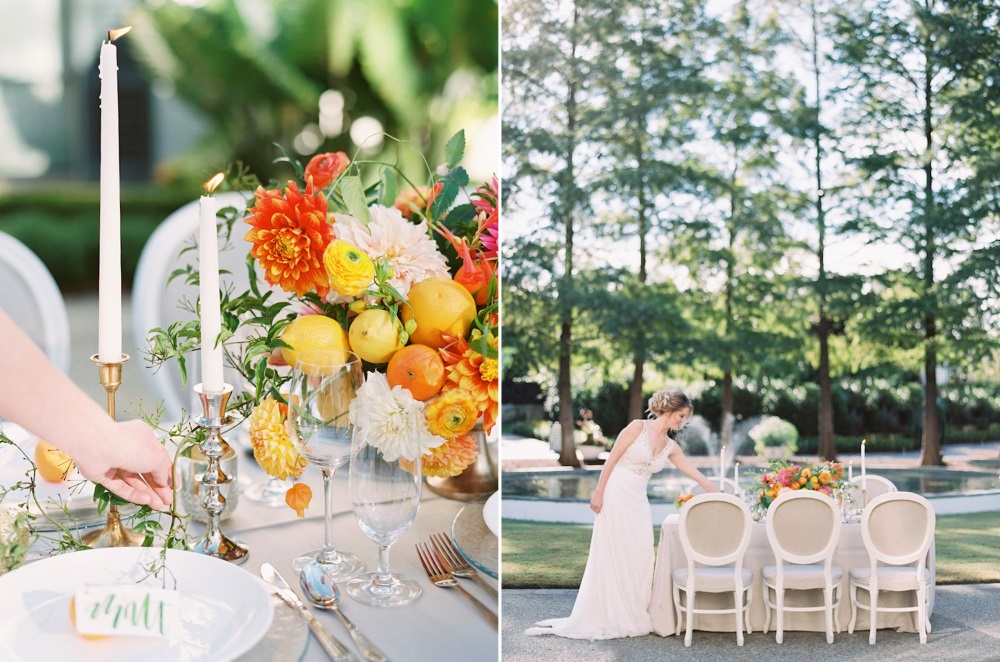 Spring Garden Wedding Tabescape in Citrus Colors