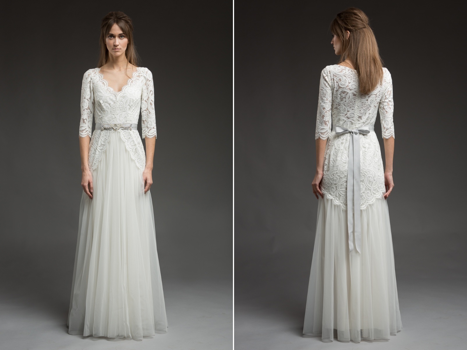 'Ophra' Lace Wedding Dress from 'Morning Mist' Bridal Collection by Katya Katya Shehurina