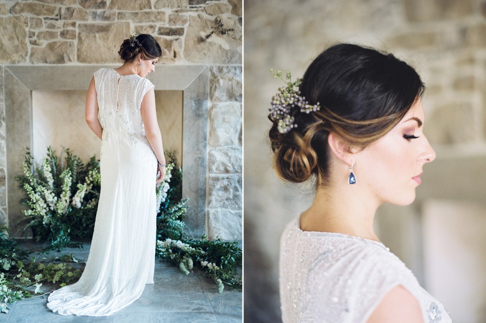 Chic Bridal Updo Adorned with Fresh Flowers