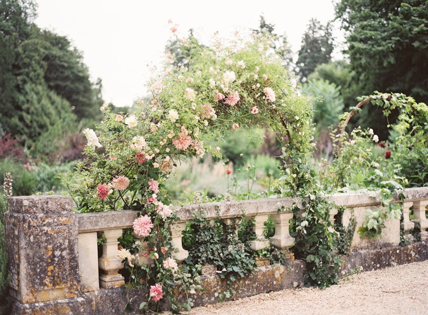 Pink Roses Floral Aisle Arch