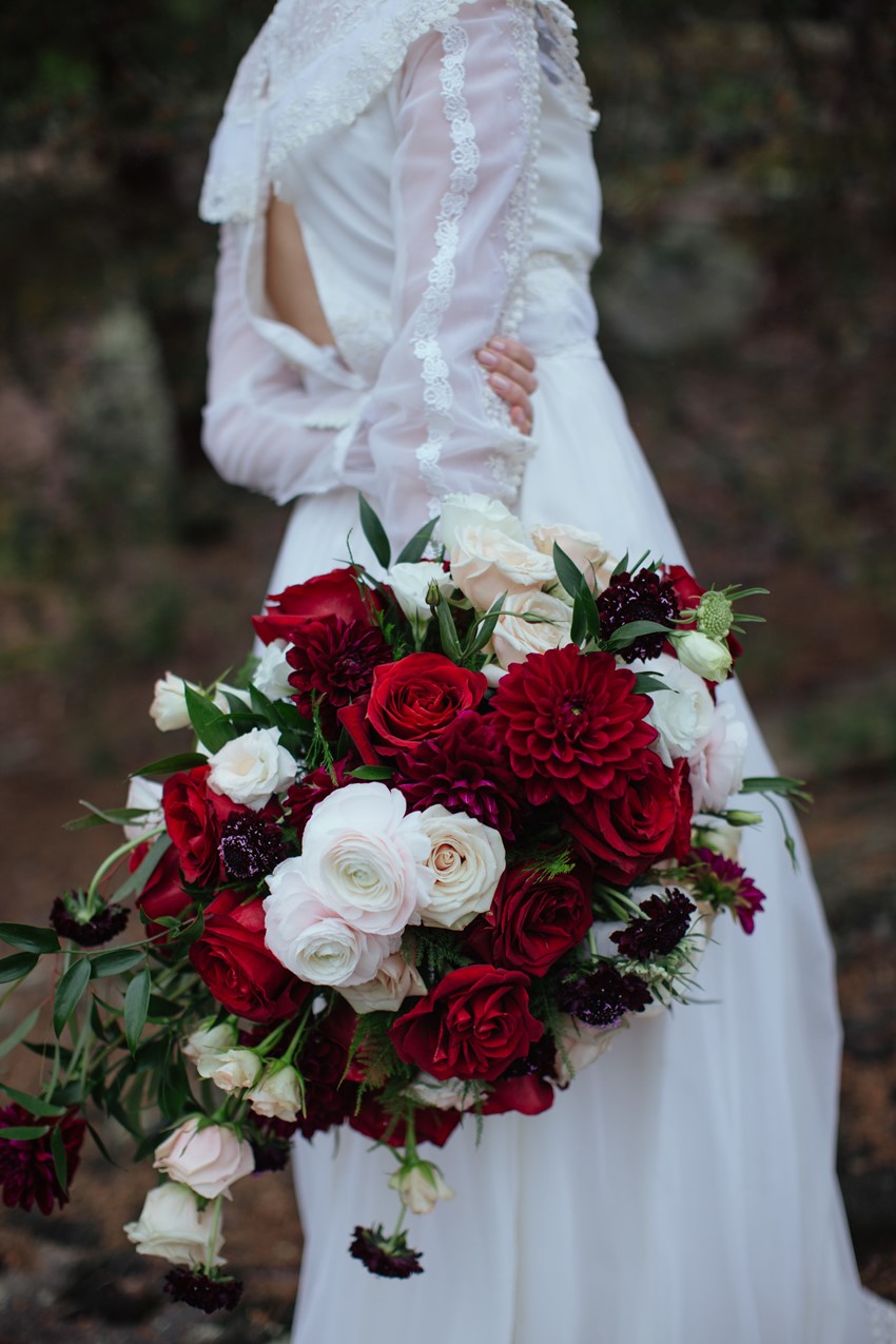 Gothic Romantic Red Bridal Bouquet