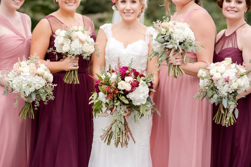 Garnet & Pink Wedding Bouquets