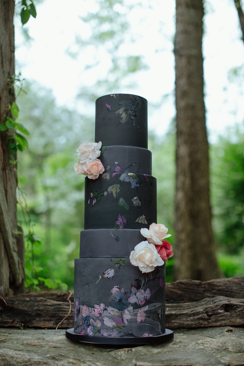 Black Painted Wedding Cake