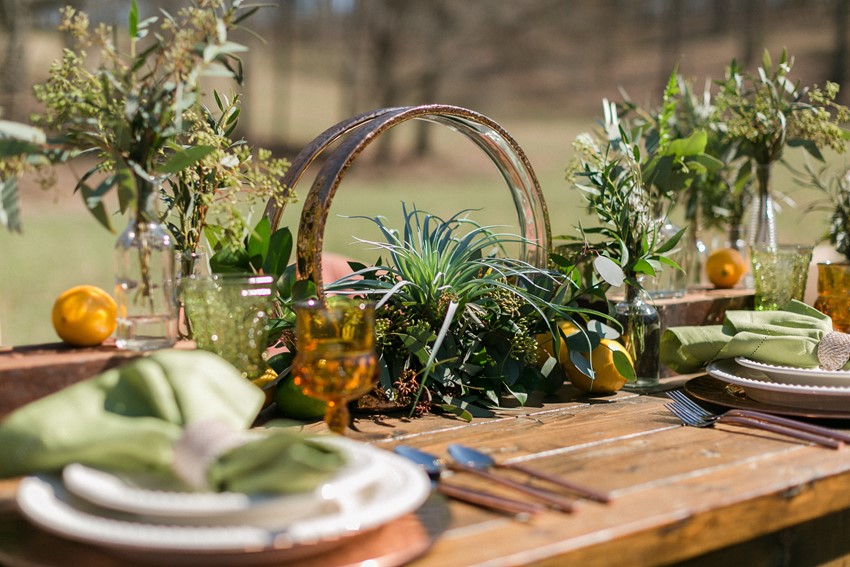 Greenery & Citrus Wedding Table Decor