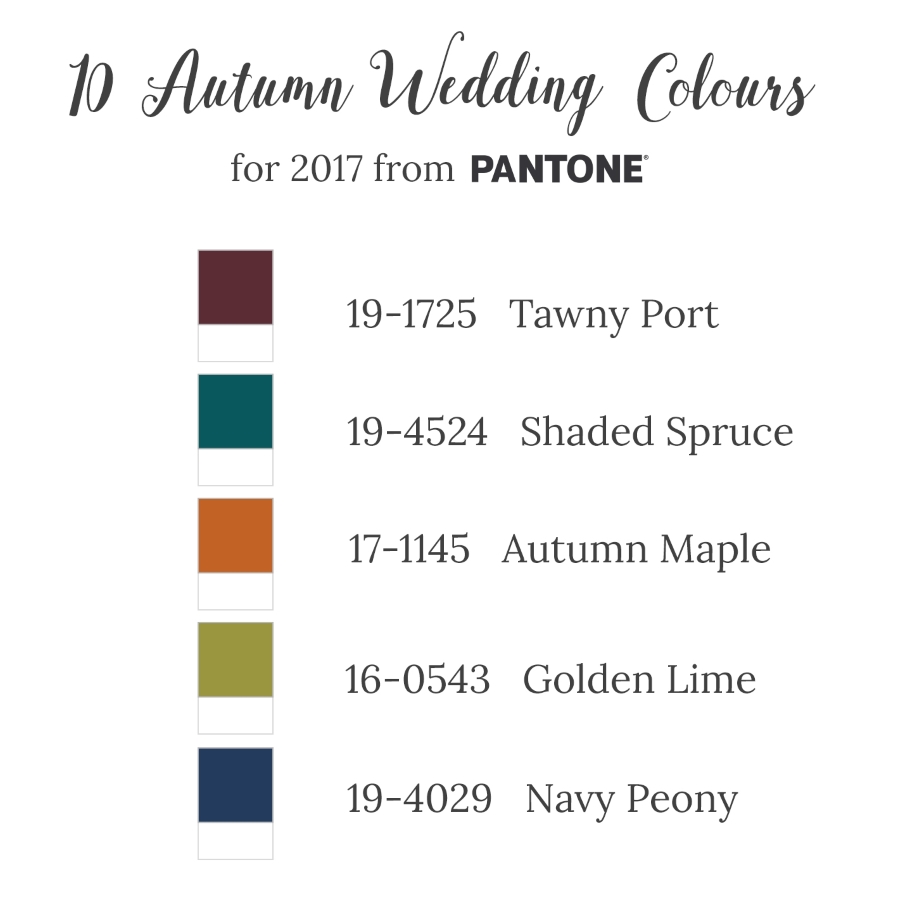 10 Beautiful Wedding Colours for Fall from Pantone - Part I