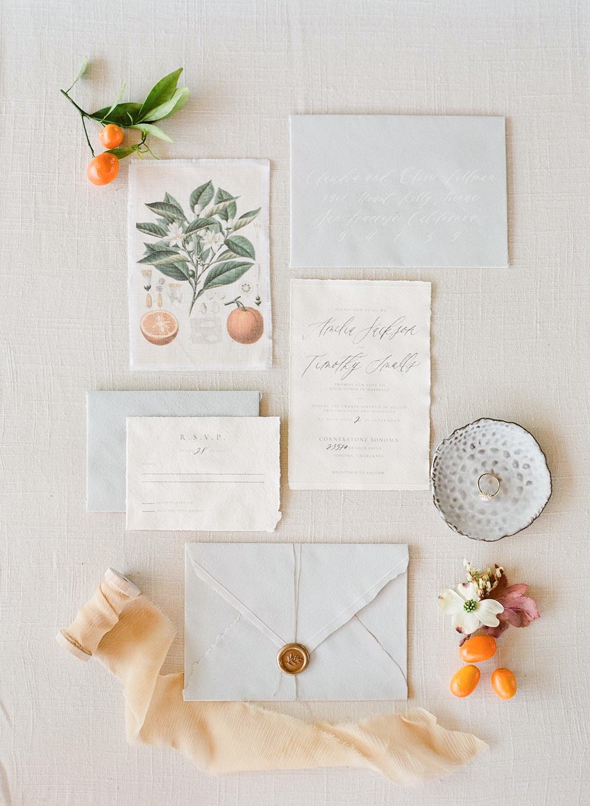 Elegant Citrus Wedding Invitiation Suite