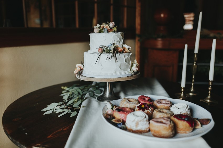 Romantic White Buttercream Wedding Cake with Fresh Flowers