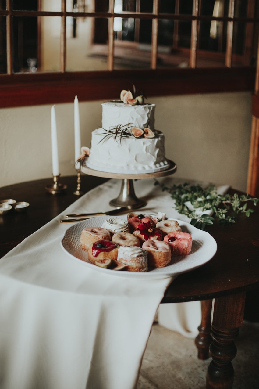 Romantic White Buttercream Icing Wedding Cake with Fresh Flowers