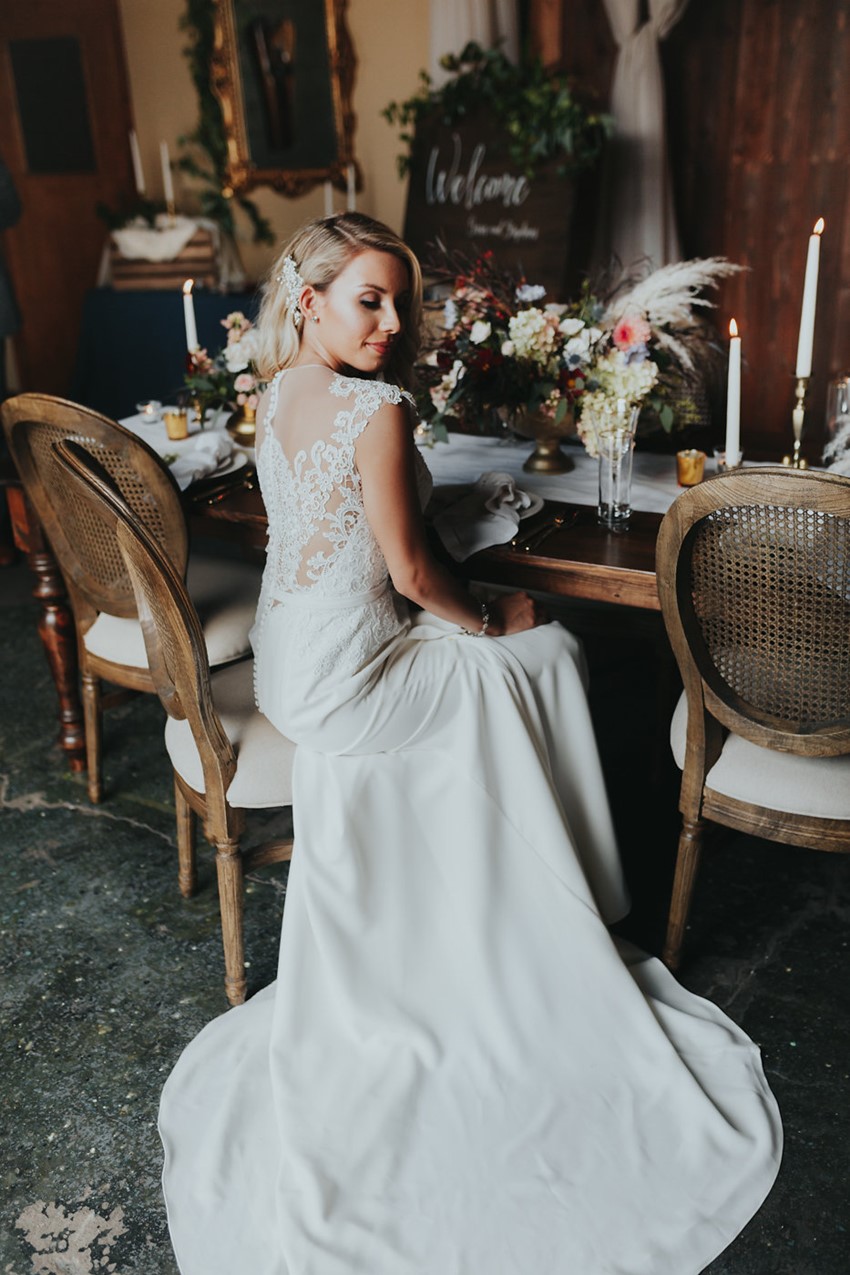 Stunning Lace Backed Wedding Dress
