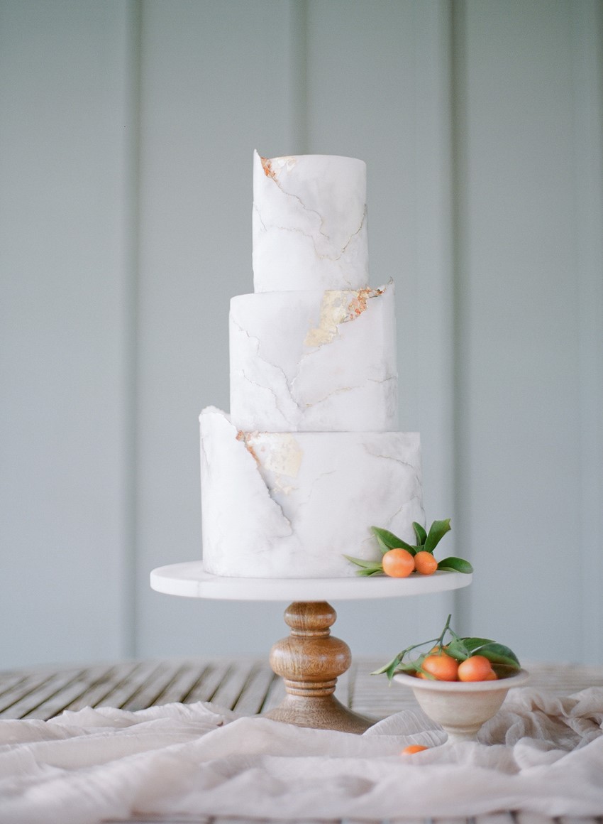 Elegant Gray Marble Wedding Cake