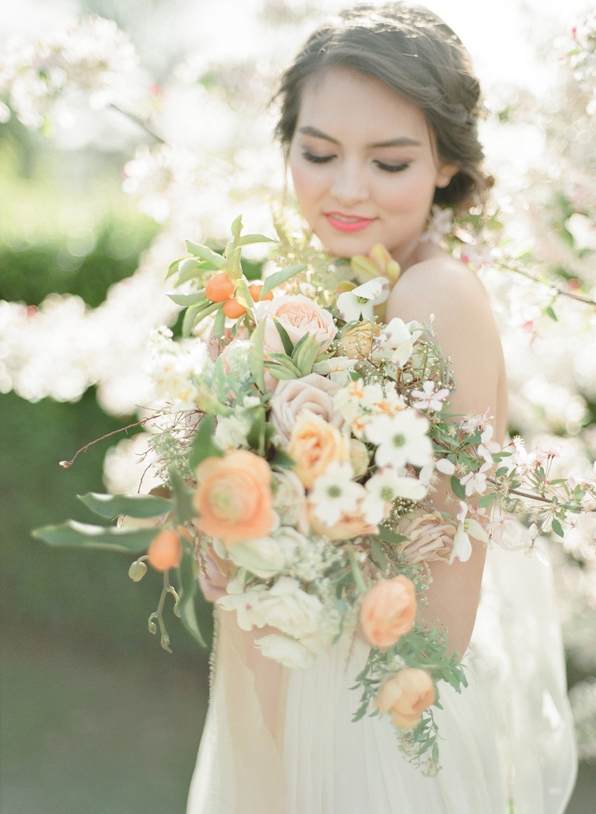 Romantic Spring Peach Bridal Bouquet