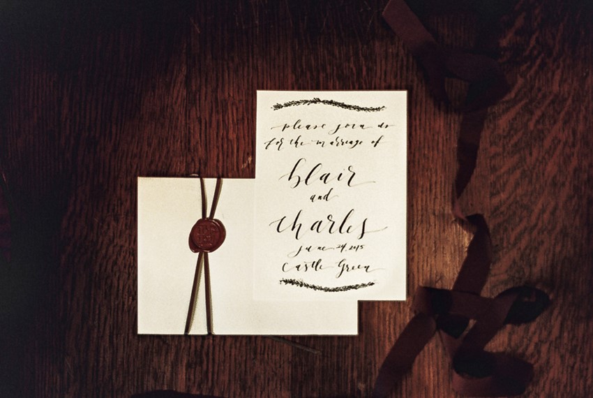 Vintage Calligraphy Wedding Invitation