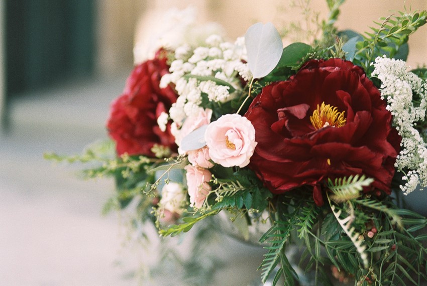 Deep Red Floral Wedding Centerpiece