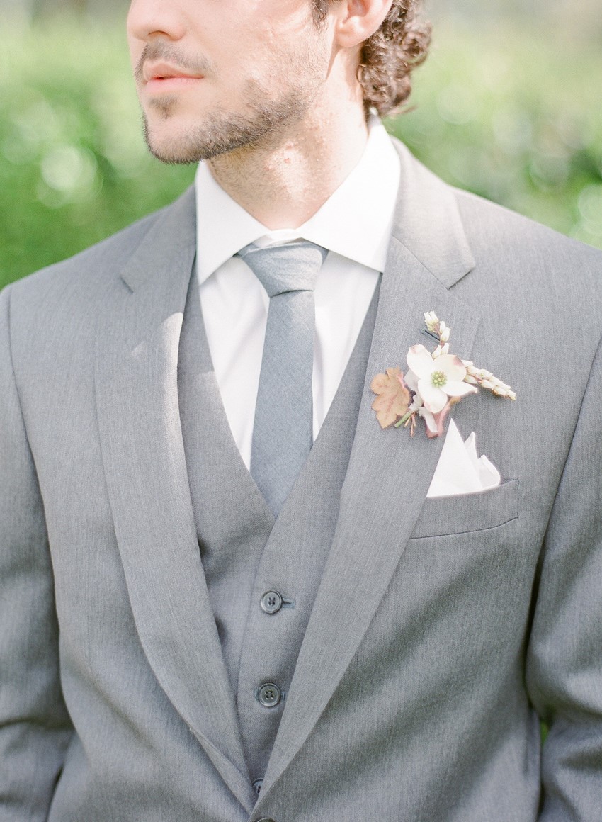 Grey Groom's Attire and Boutonniere