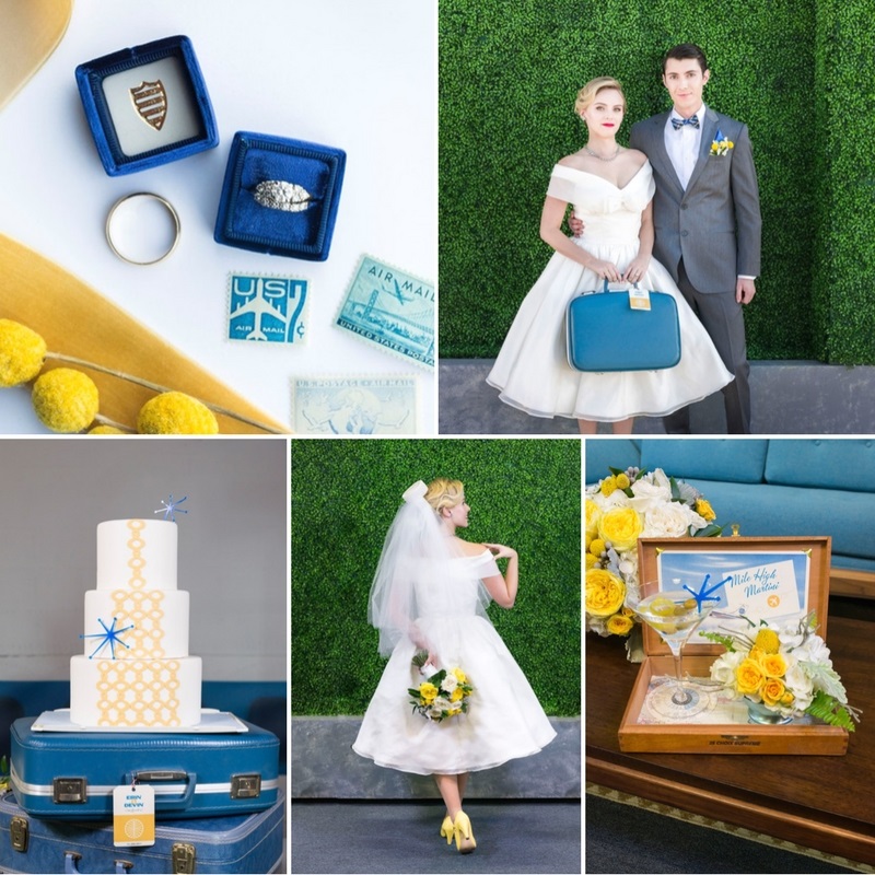 Pan Am Inspired Mid Century Wedding Styled Shoot