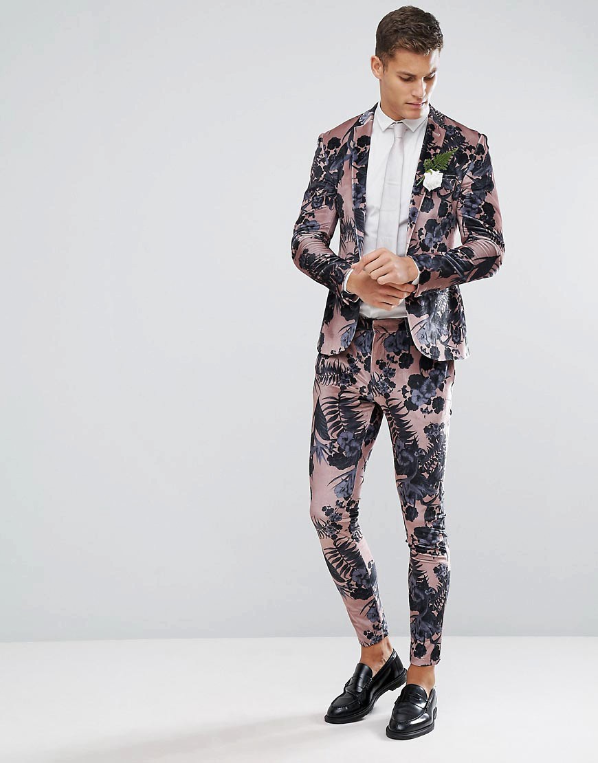 Velvet Floral Groom's Suit