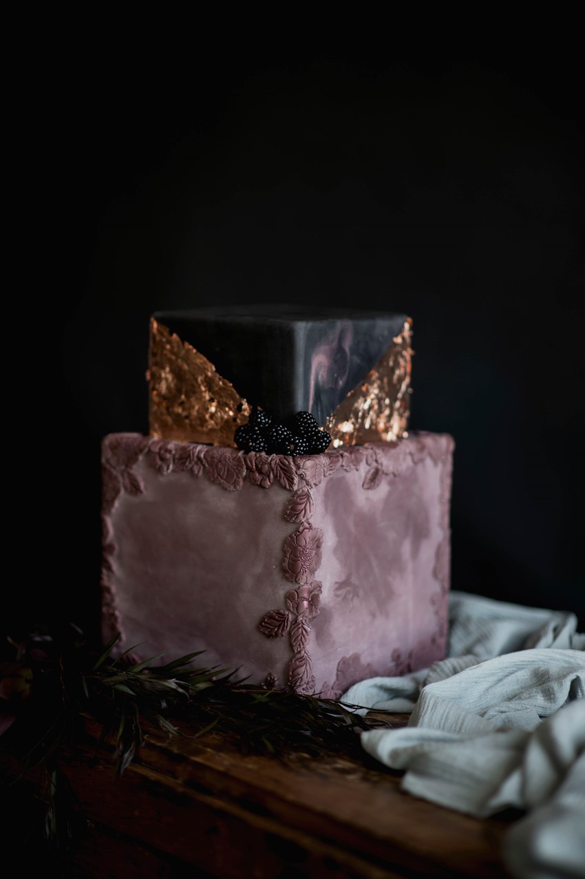 Dark & Moody Square Wedding Cake