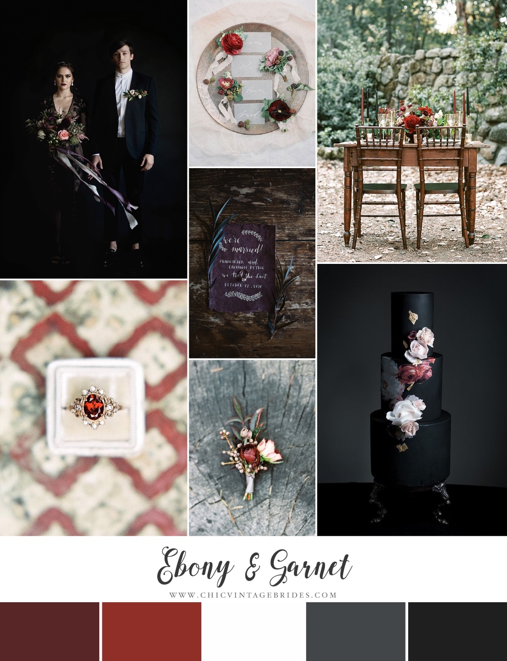 Ebony & Garnet - Halloween Wedding Inspiration Board
