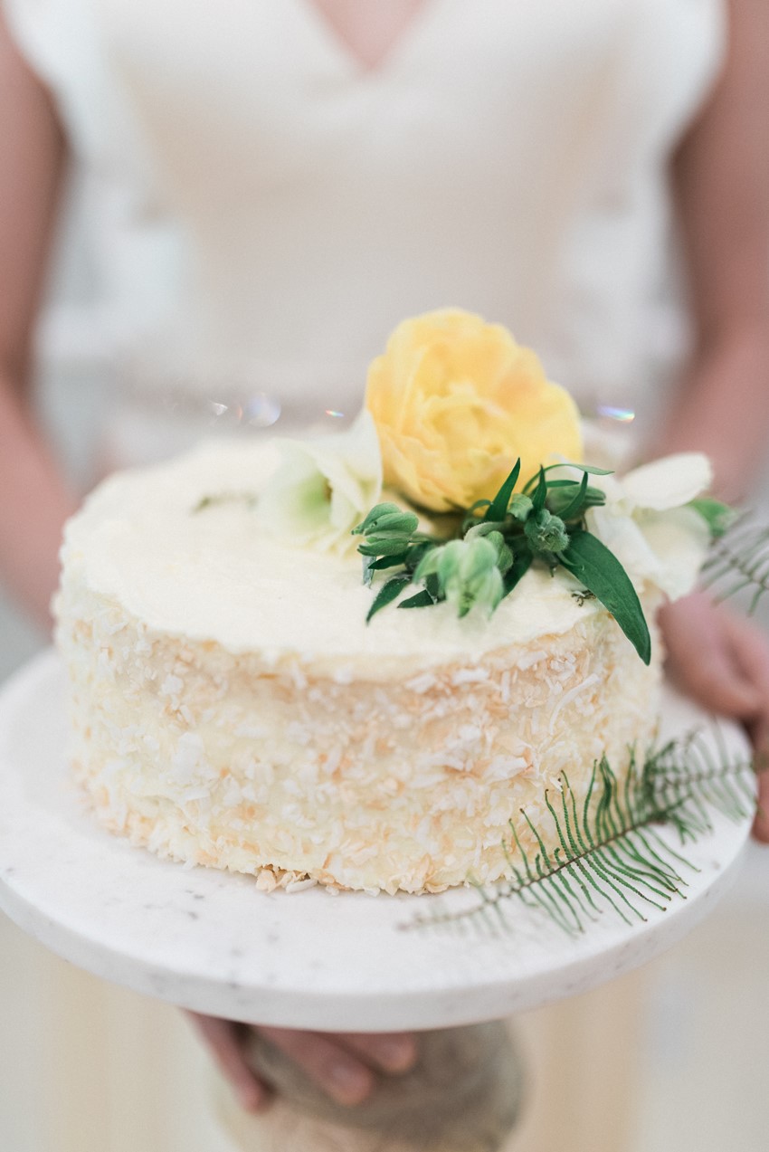 Simple Single Tier White Wedding Cake