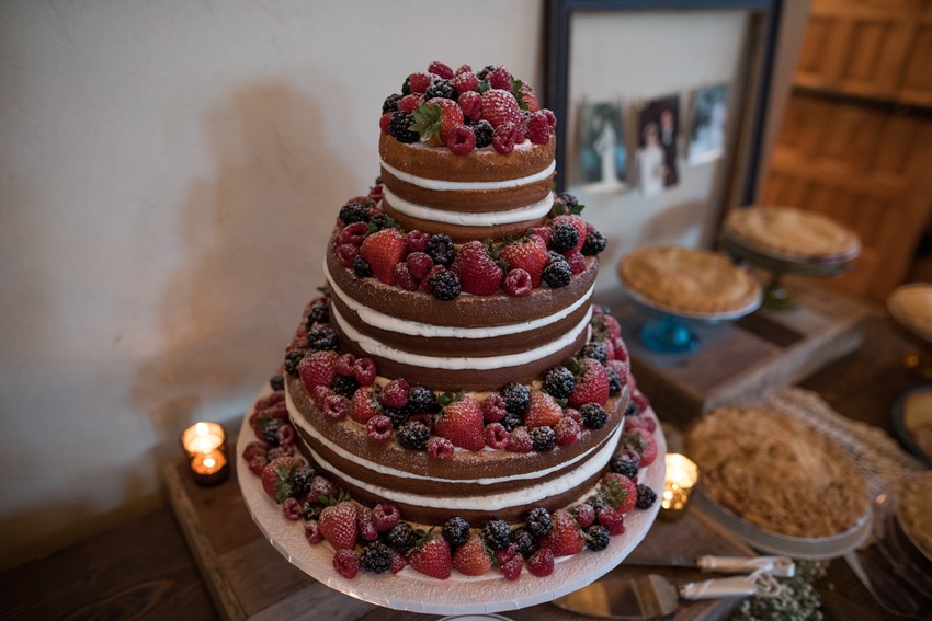 Naked Berry Topped Wedding Cake
