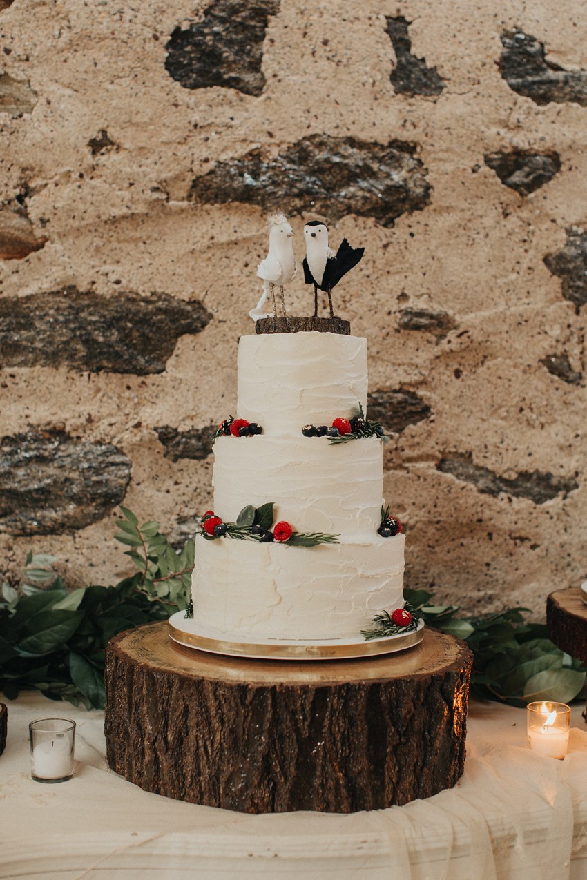 Wedding Cake with Bird Cake Topper