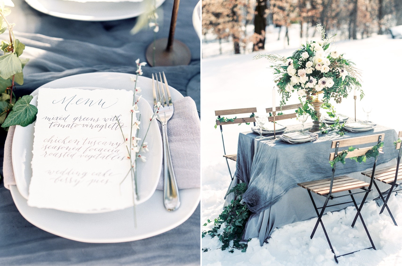 Dusky Blue Winter Wedding Table