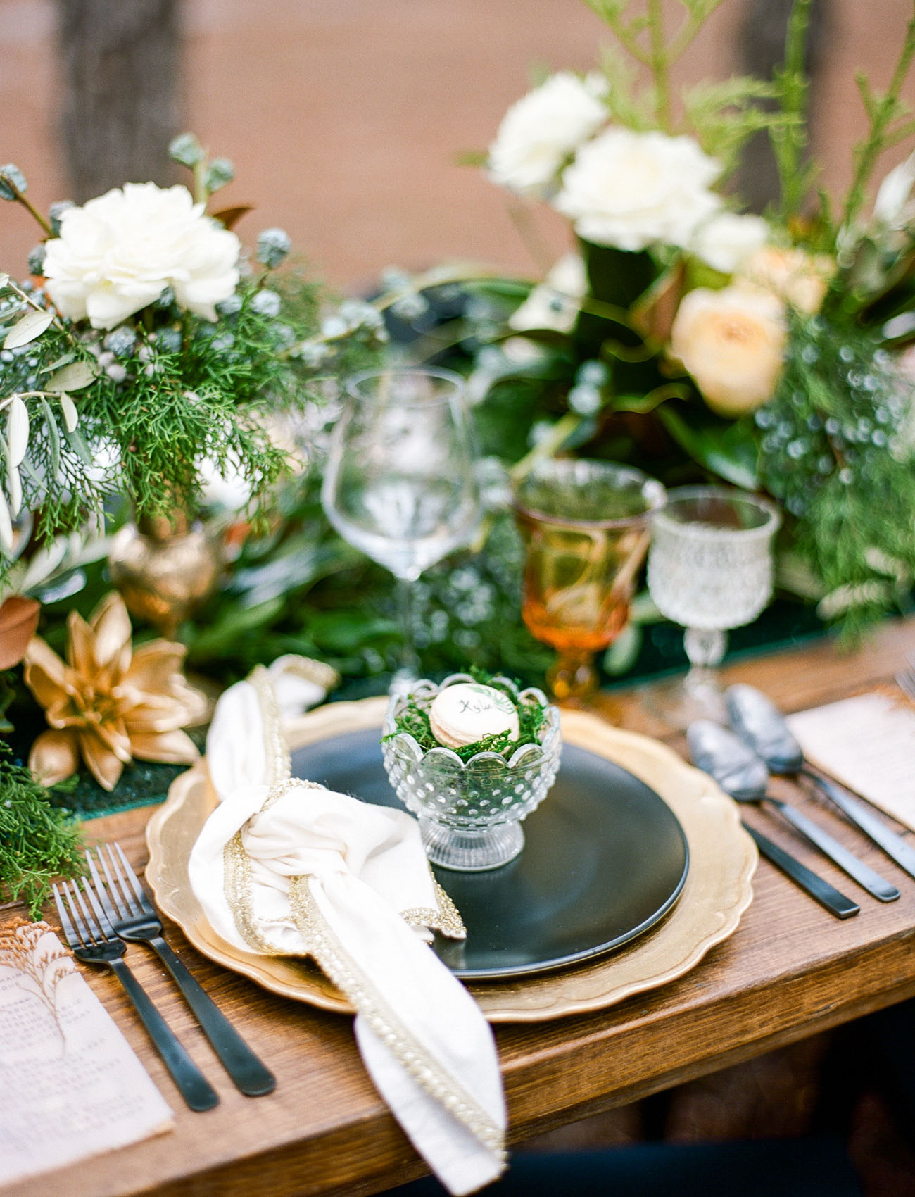 Emerald Green and Gold Wedding Place Setting