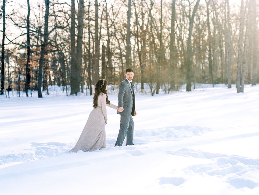 Neutral Snowy Winter Wedding