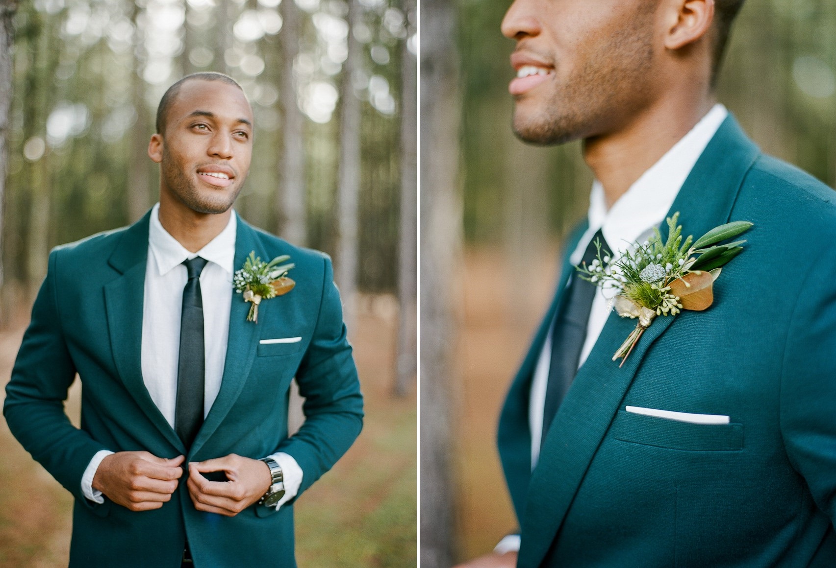 Emerald Green and Gold Groom