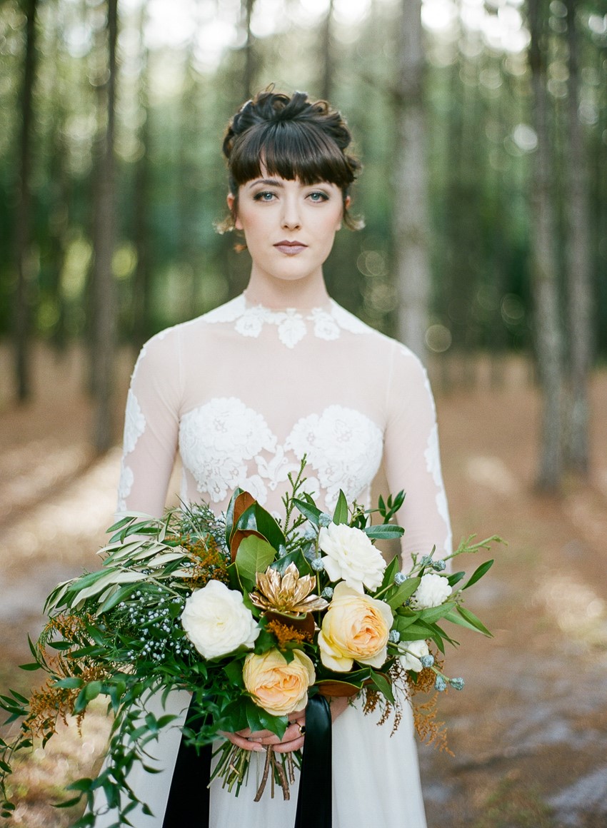 Emerald Green and Gold Holiday Wedding Bride