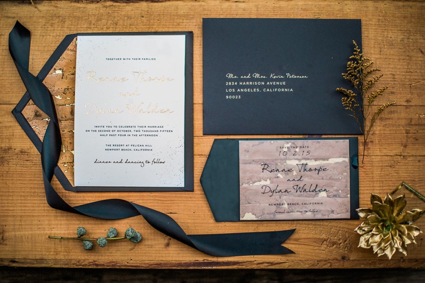 Emerald Green and Gold Holiday Wedding Invitation Suite