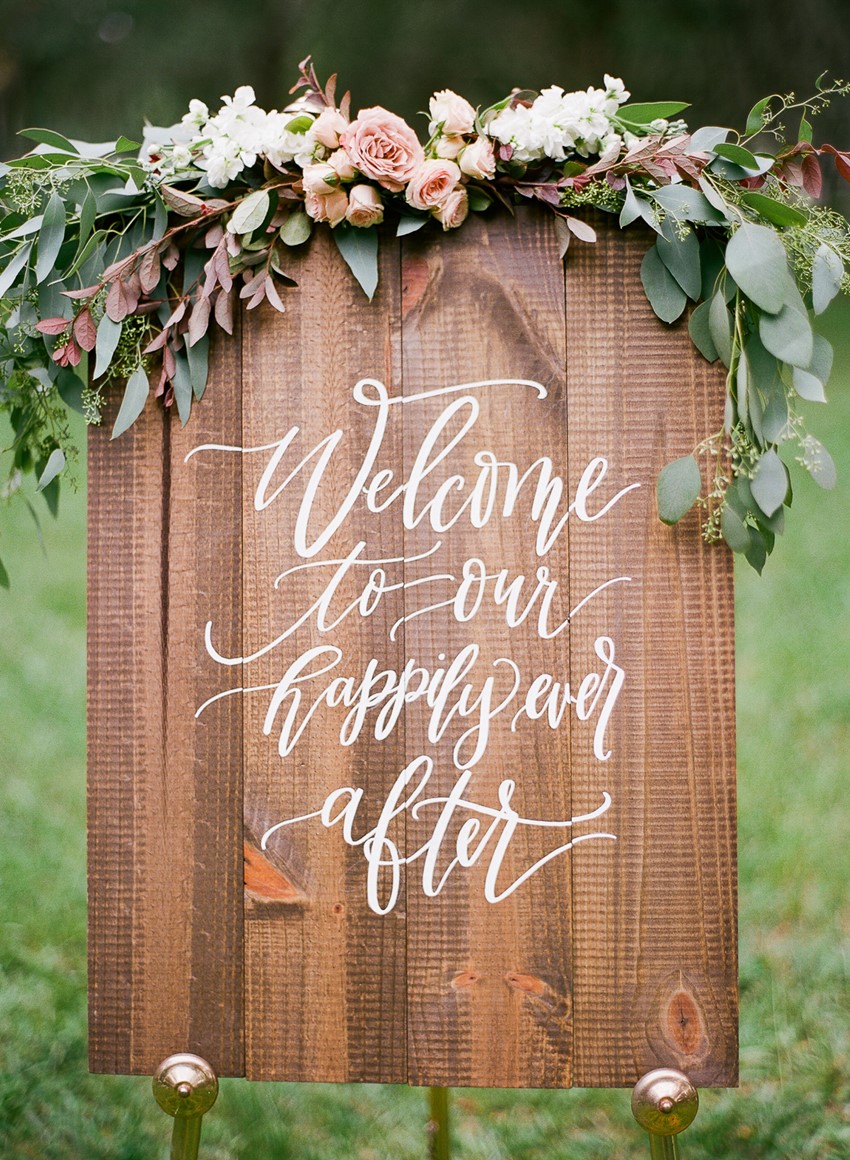 Wood Spring Wedding Welcome Sign
