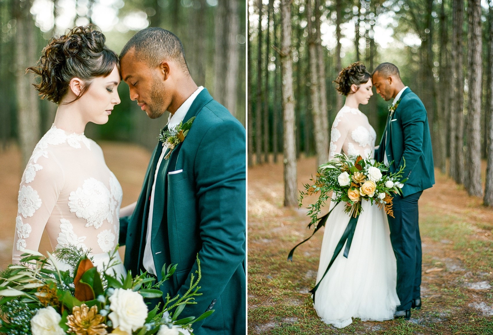 Emerald Green and Gold Woodland Wedding Inspiration