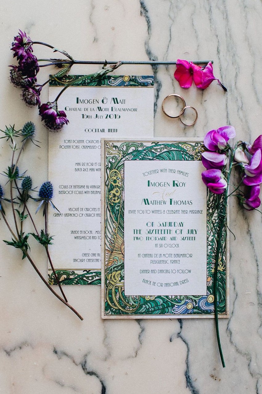 Art Nouveau Painted Wedding invite