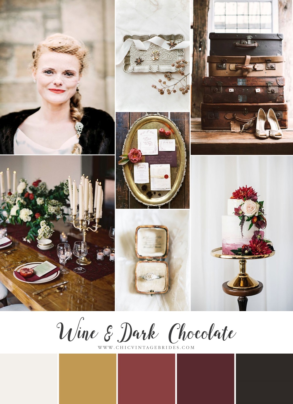 Wine & Dark Chocolate - Winter Wedding Inspiration in Rich Red & Brown