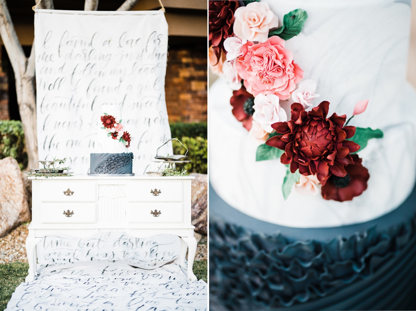 Floral & Ruffled Wedding Cake