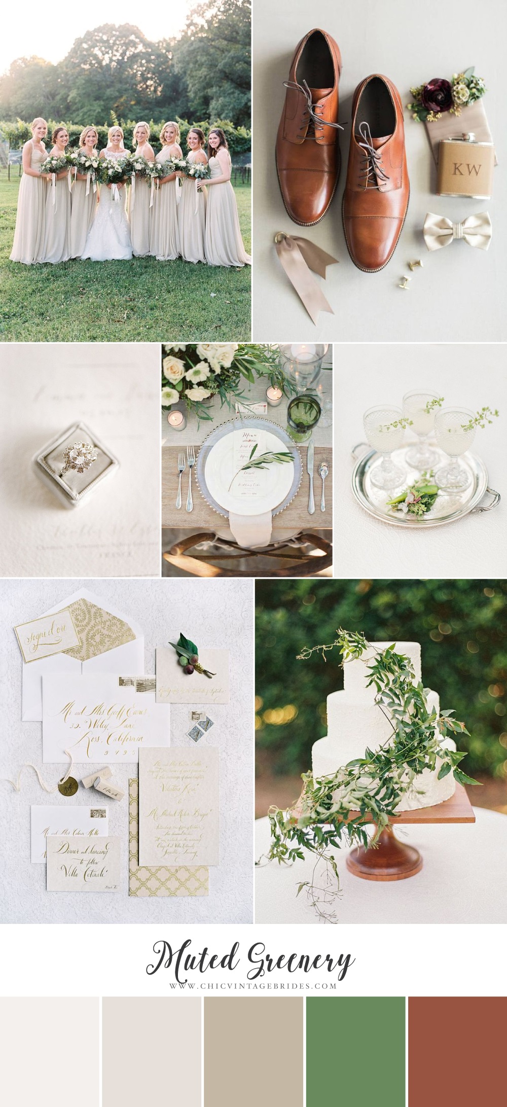 Muted Greenery - Spring Wedding Inspiration Board