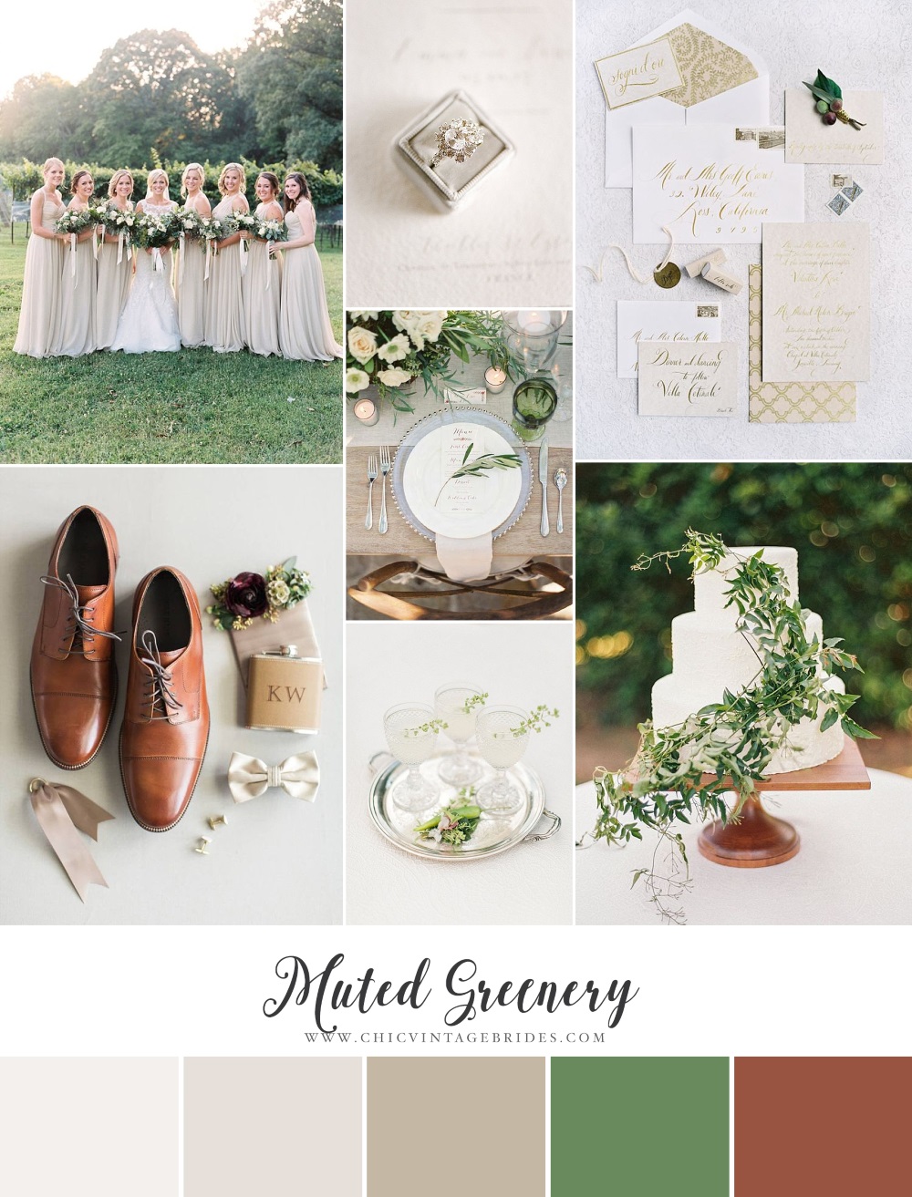 Muted Greenery - Wedding Inspiration Board