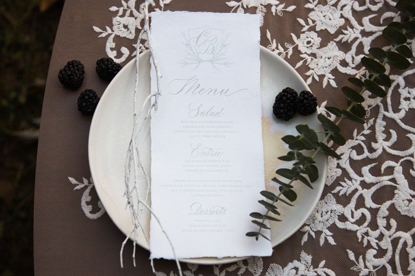 Calligraphy Winter Wedding menu