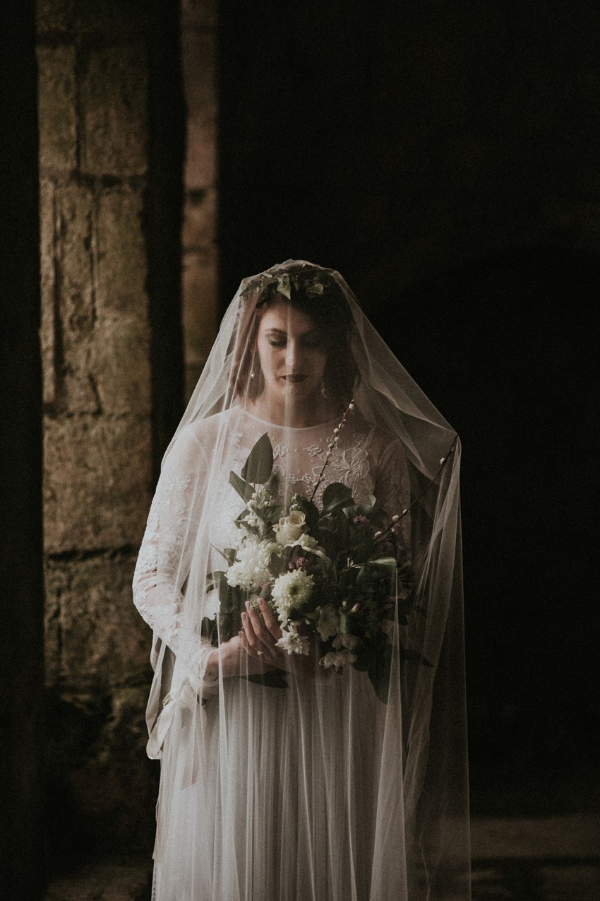 Gothic Bridal Shoot at an English Abbey