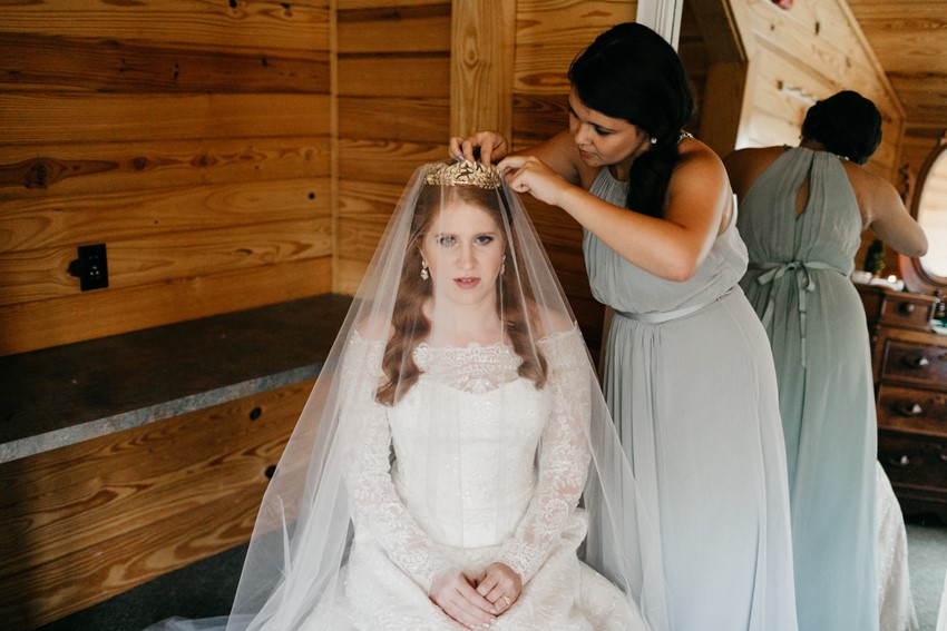 Bride Putting Veil On