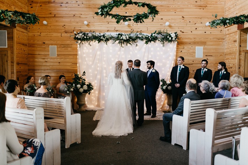 Rustic Greenery Indoor Wedding Ceremony